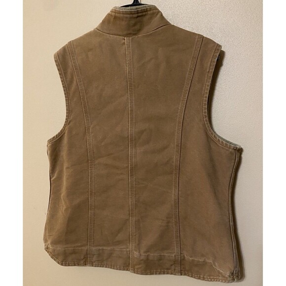 USA CARHARTT Sherpa Blanket Lined Canvas Work Vest Women’s Size XL Brown WV001 - Picture 9 of 13